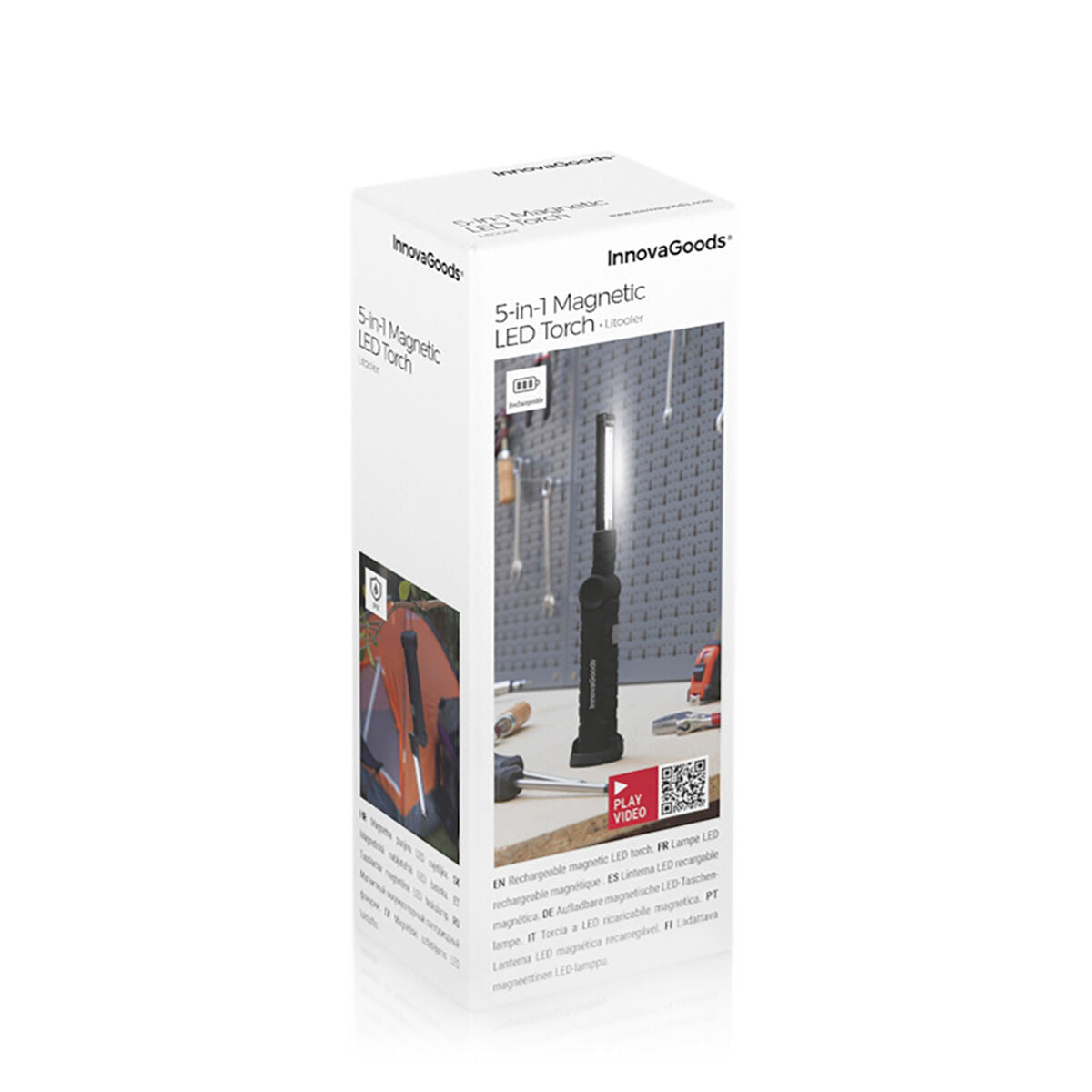 LED-ficklampan Hasse - Uppladdningsbar magnetisk LED-ficklampa 5-i-1